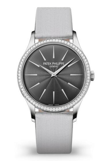 Cheap Patek Philippe Calatrava Diamond Gray Dial Ladies Watch 4897G-010